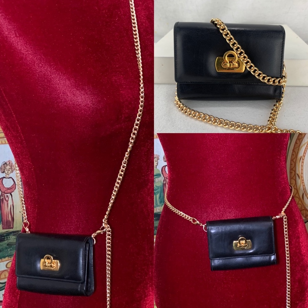 Salvatore Ferragamo Leather Card Wallet with Chain